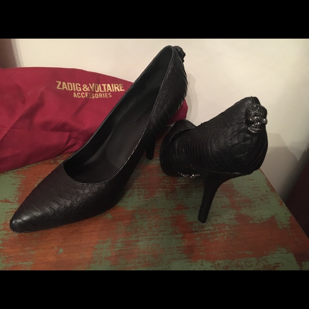 Zadig & Voltaire Stellato Skull Black Snake heels